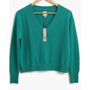 Nic + Zoe womens small teal green spring summer cotton boxy sweater